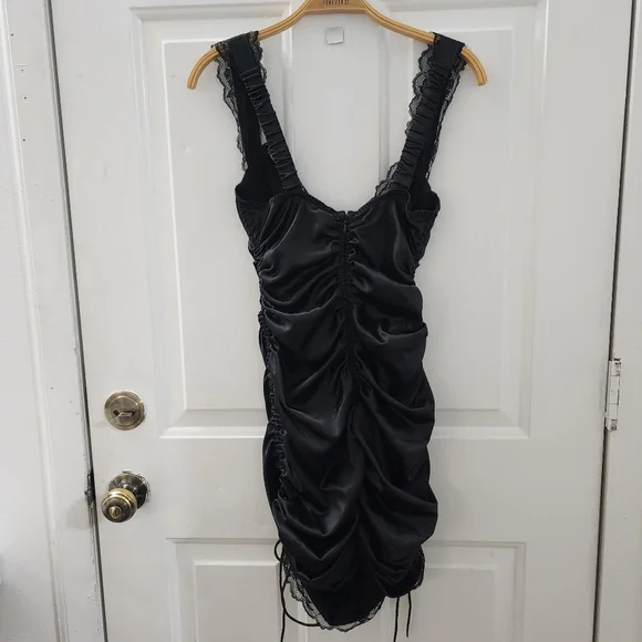NWT For Love and Lemons Black Inez Sexy Satin Dress SIZE SMALL - Picture 6 of 8